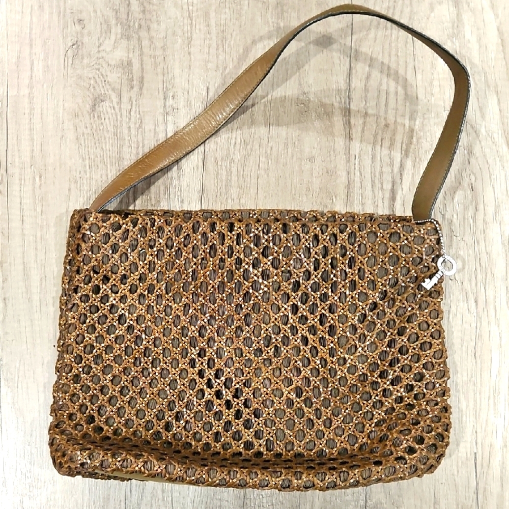 Fossil Woven Brown Shoulder Bag